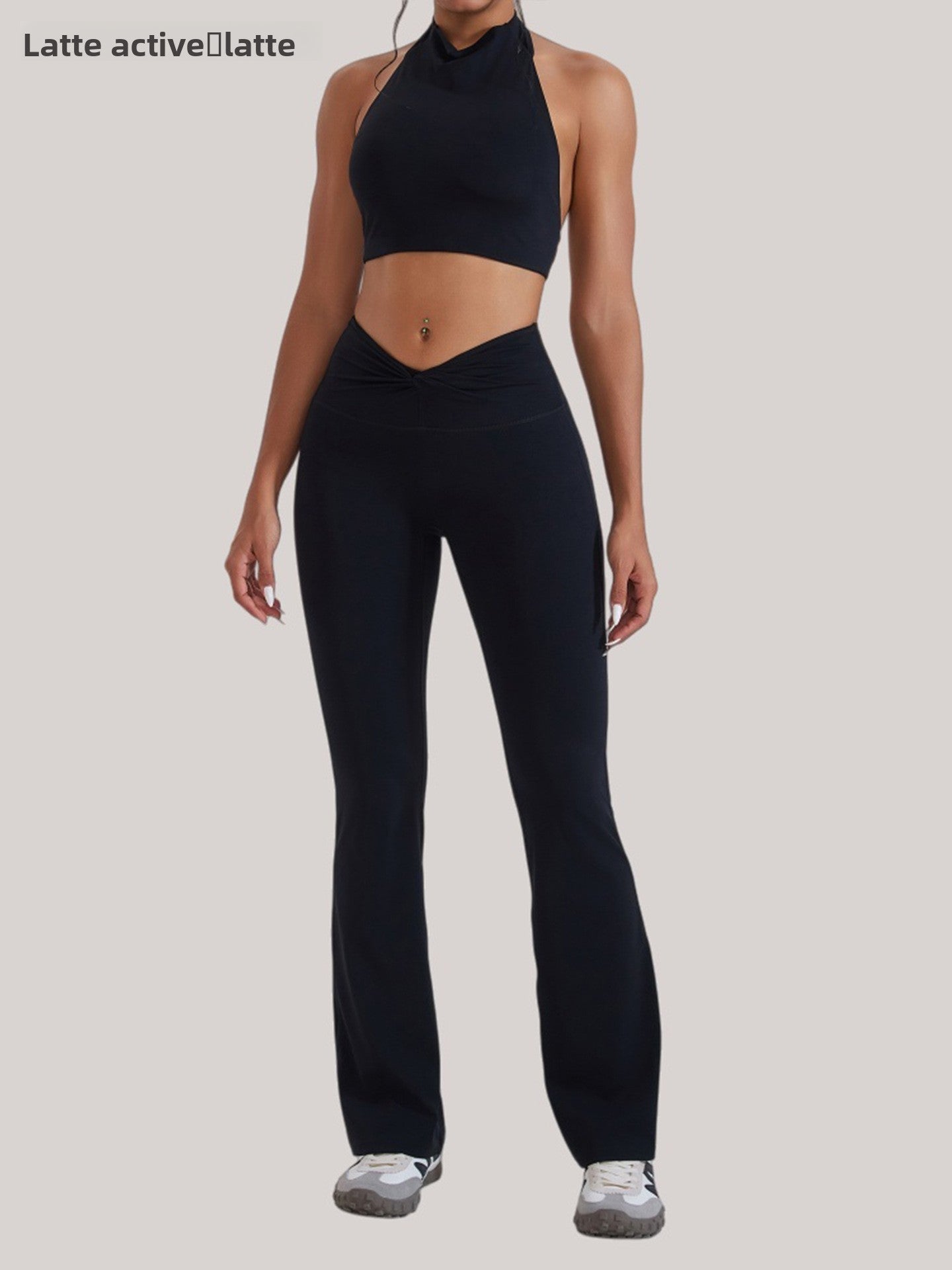 Womens High Waist Yoga Set with Open Back