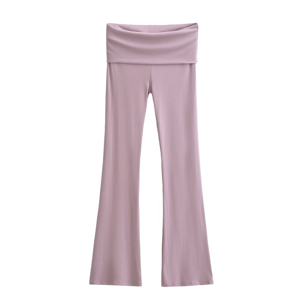 Women's Double Waist Flared Sports Pants