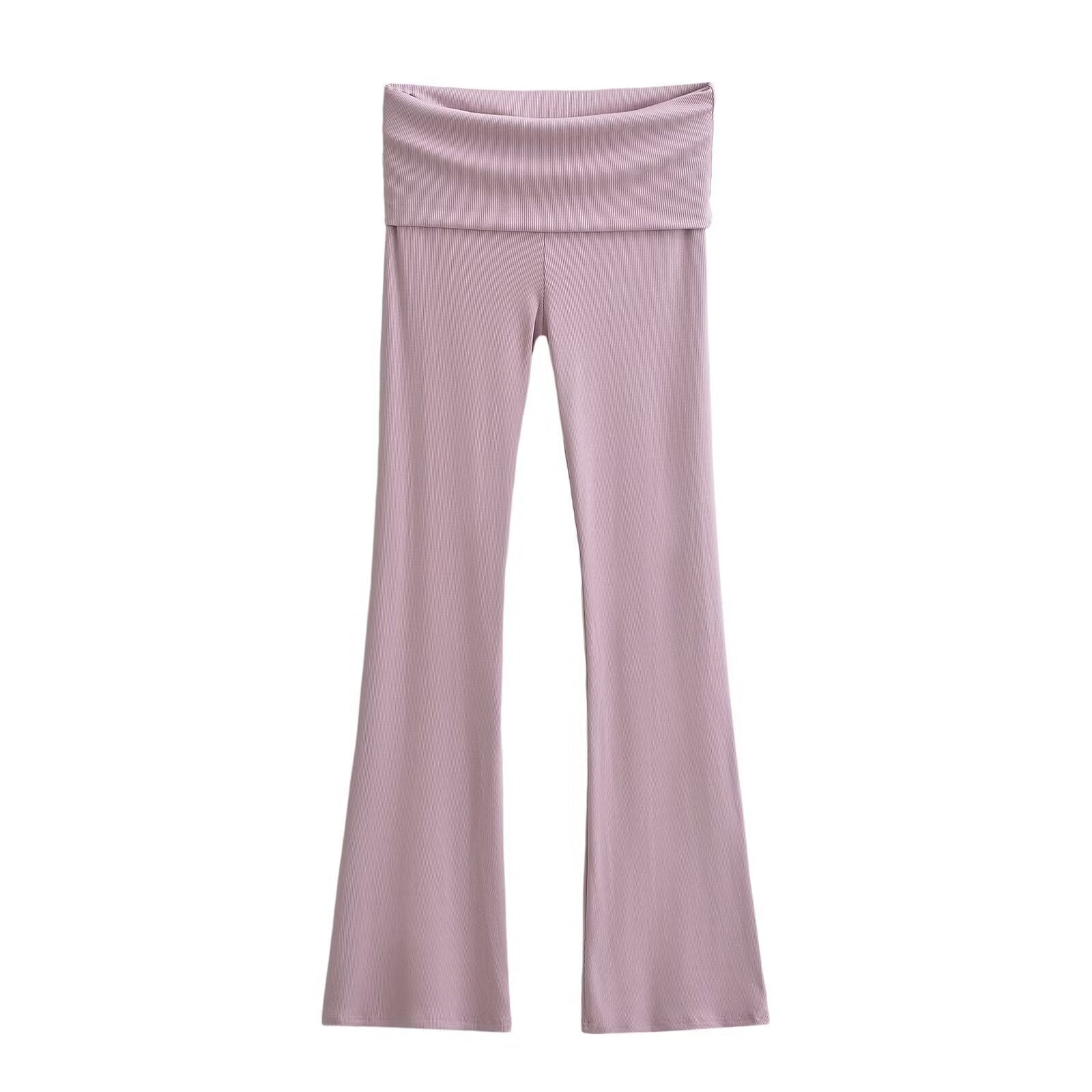 Women's Double Waist Flared Sports Pants