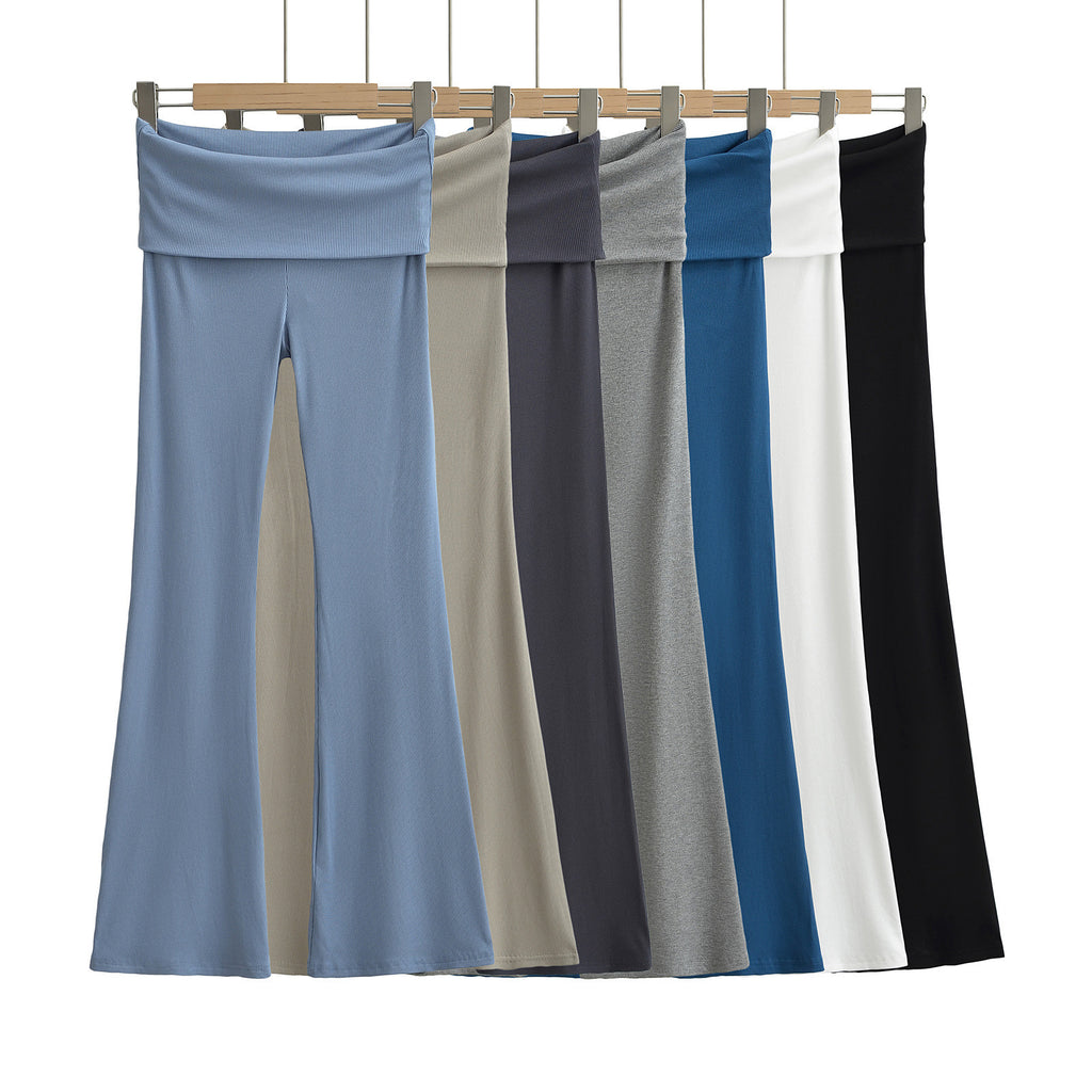 Women's Double Waist Flared Sports Pants