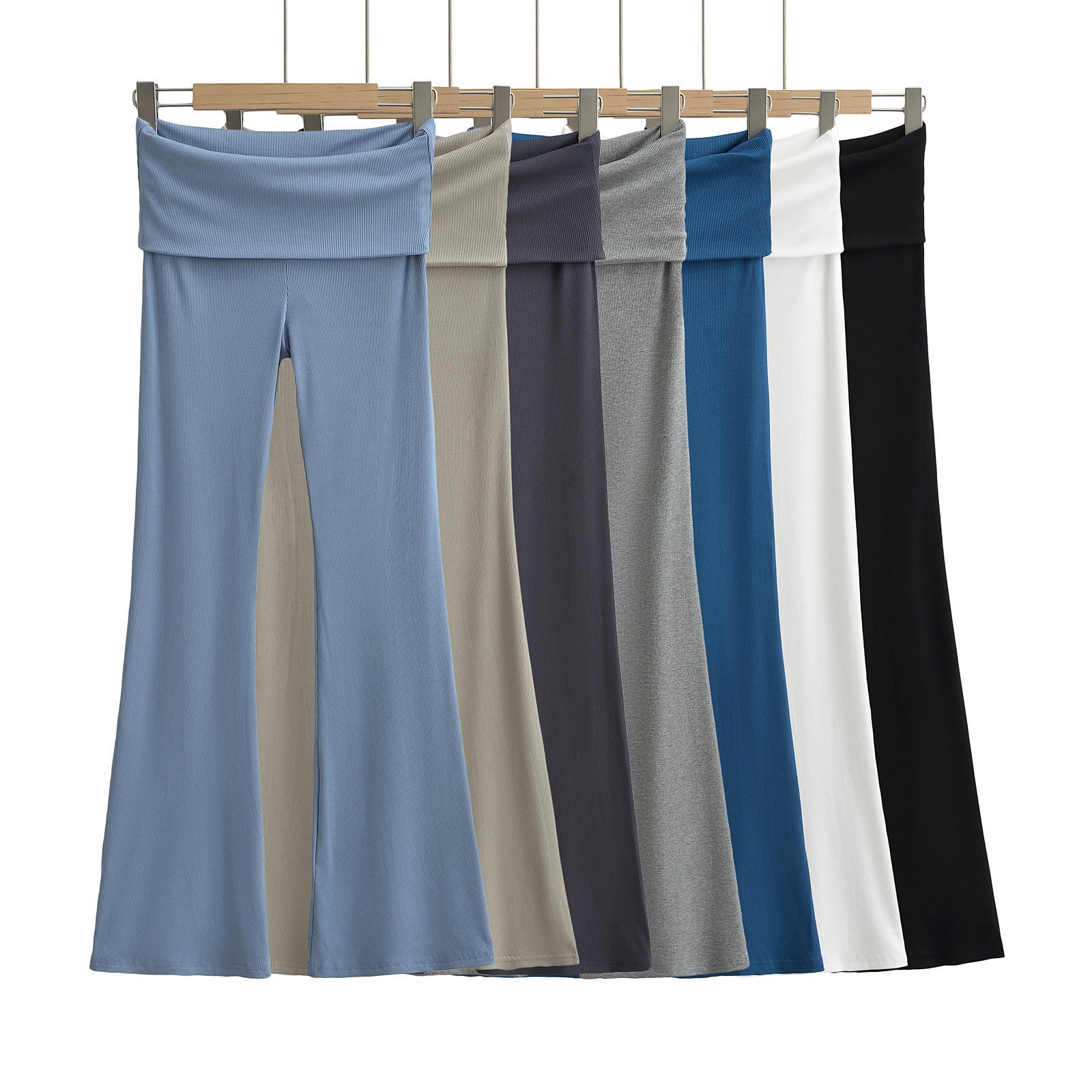 Women's Double Waist Flared Sports Pants