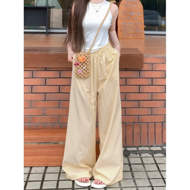 Womens Vertical Stripe Wide Leg Pants