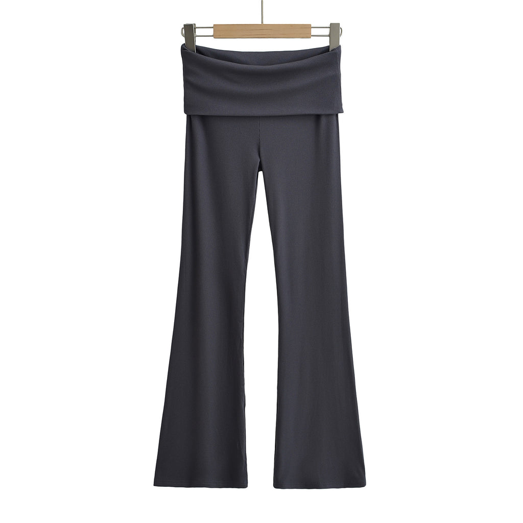 Women's Double Waist Flared Sports Pants