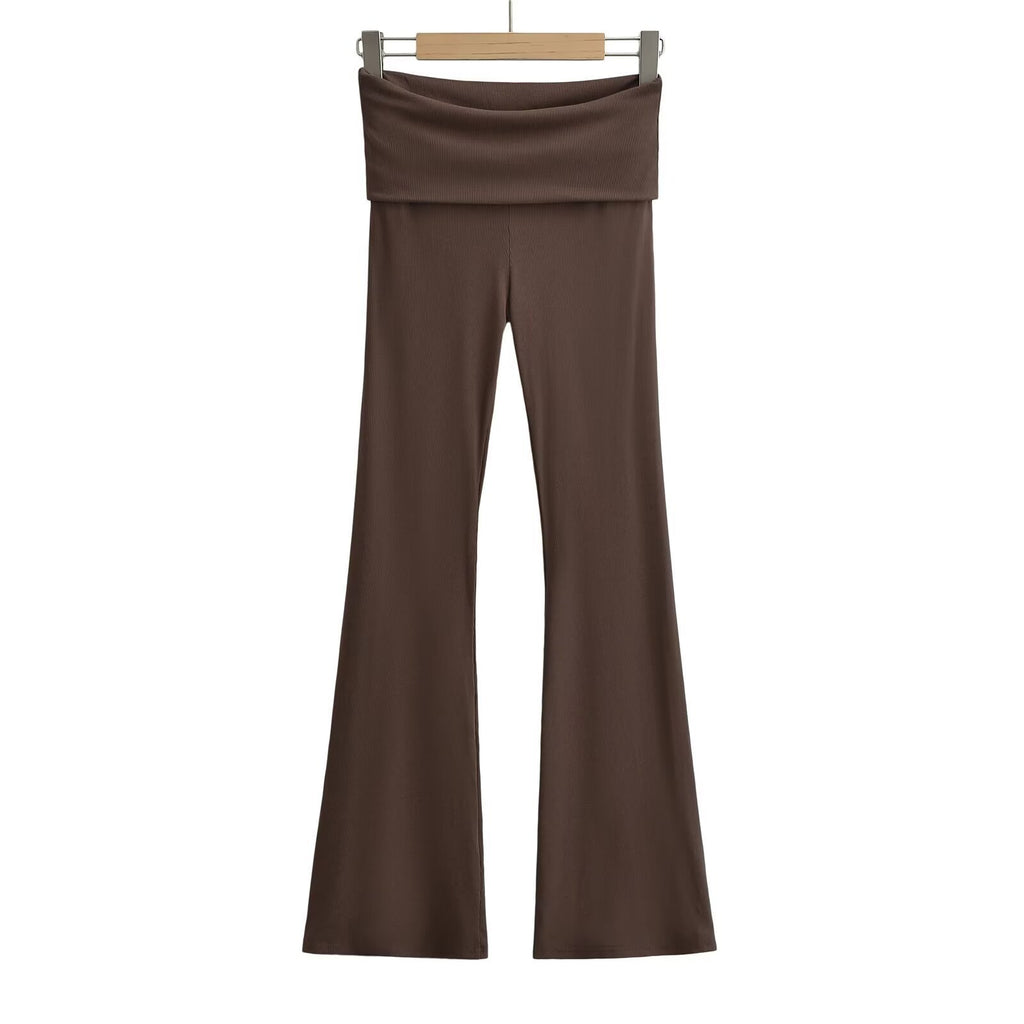 Women's Double Waist Flared Sports Pants