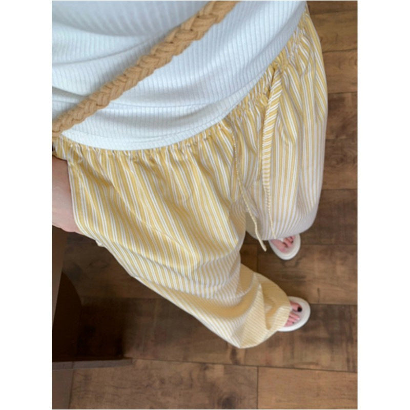 Womens Vertical Stripe Wide Leg Pants