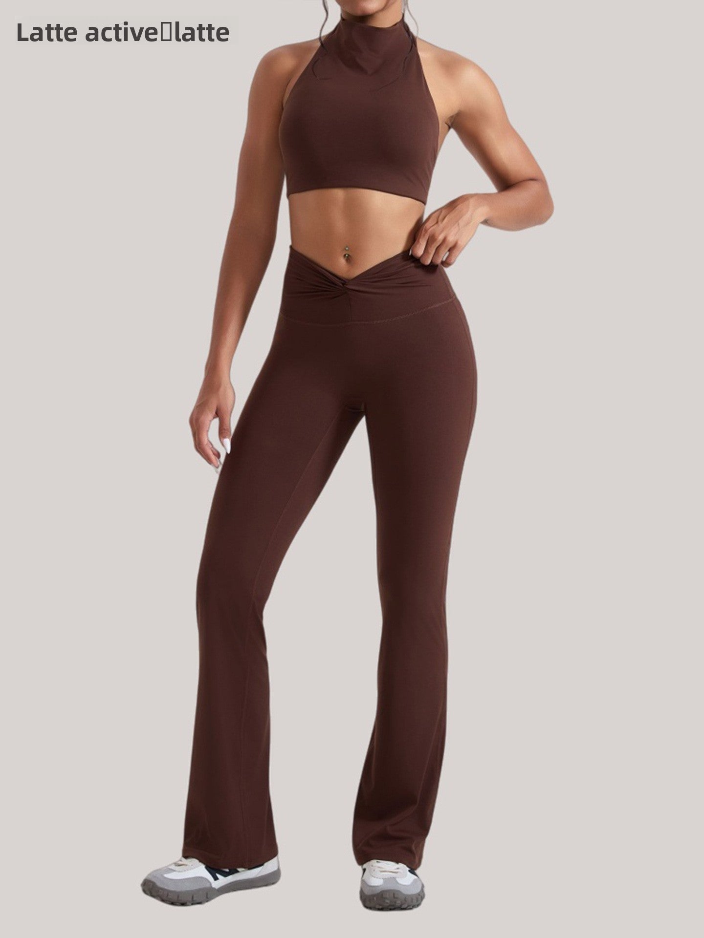 Womens High Waist Yoga Set with Open Back