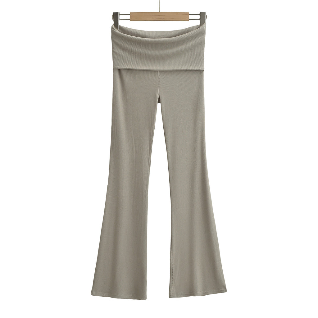 Women's Double Waist Flared Sports Pants