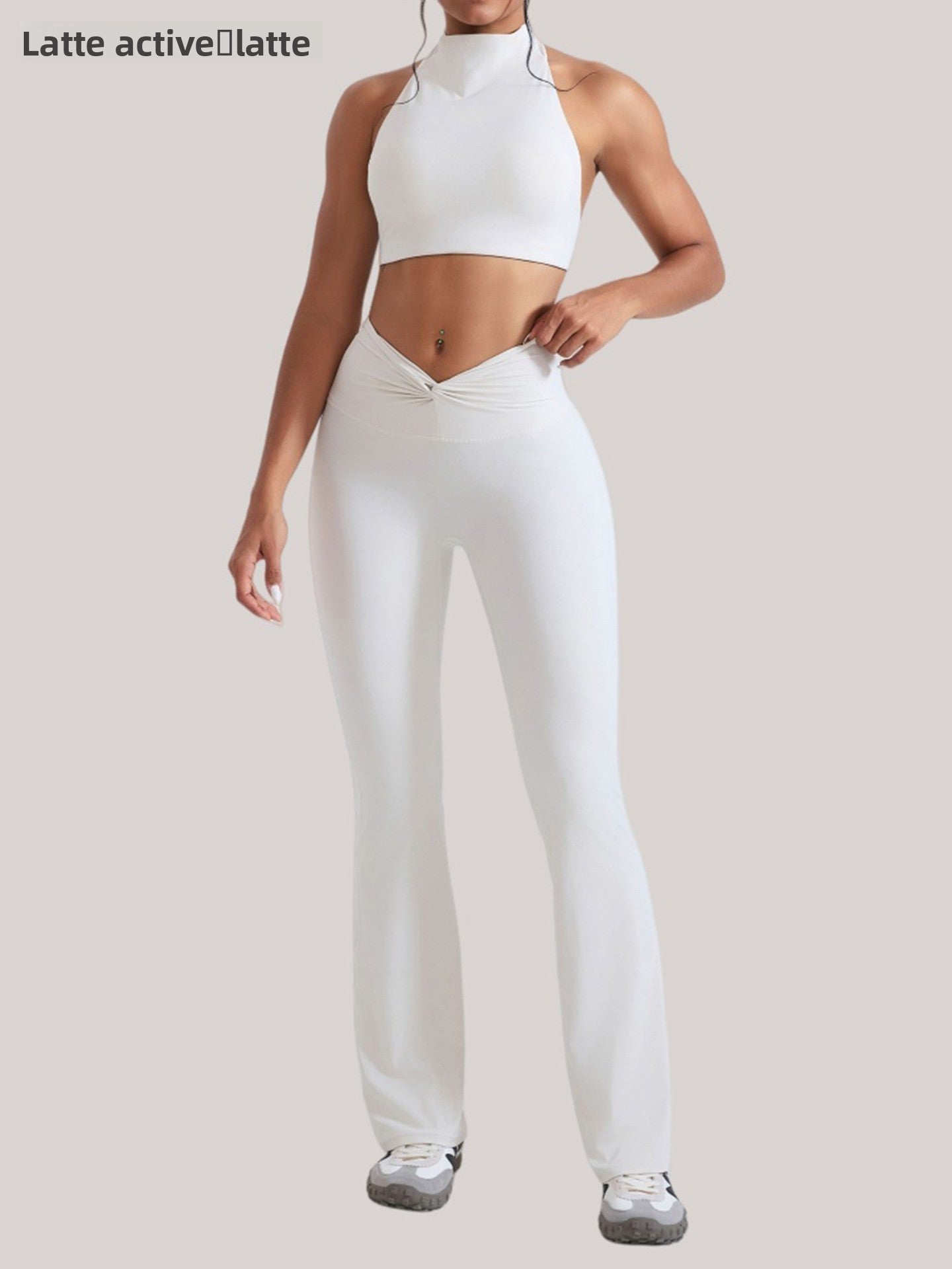 Womens High Waist Yoga Set with Open Back