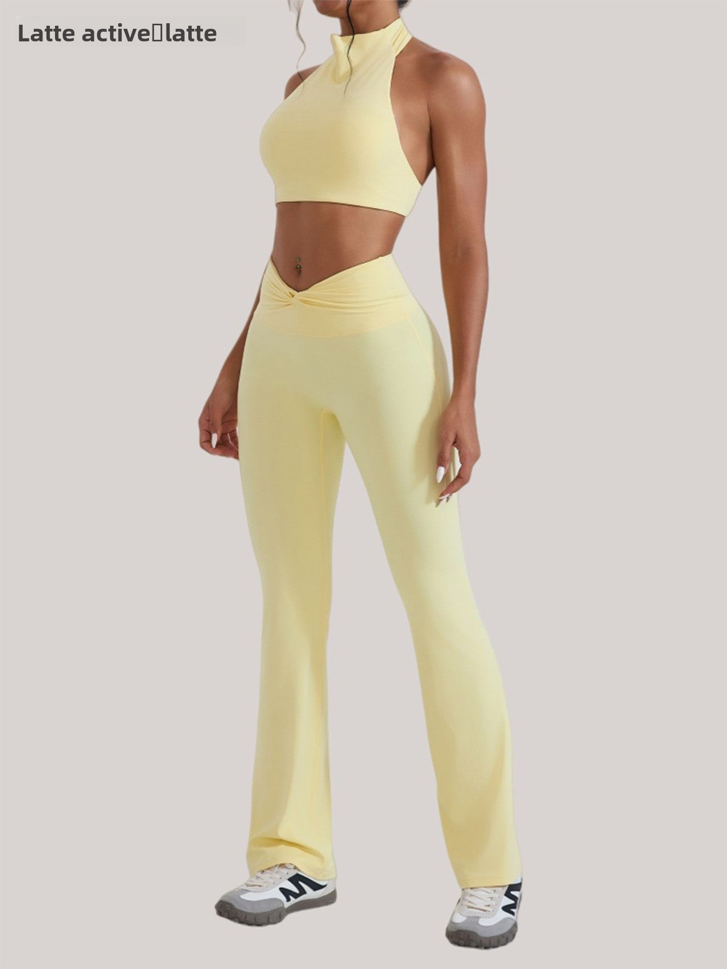 Womens High Waist Yoga Set with Open Back