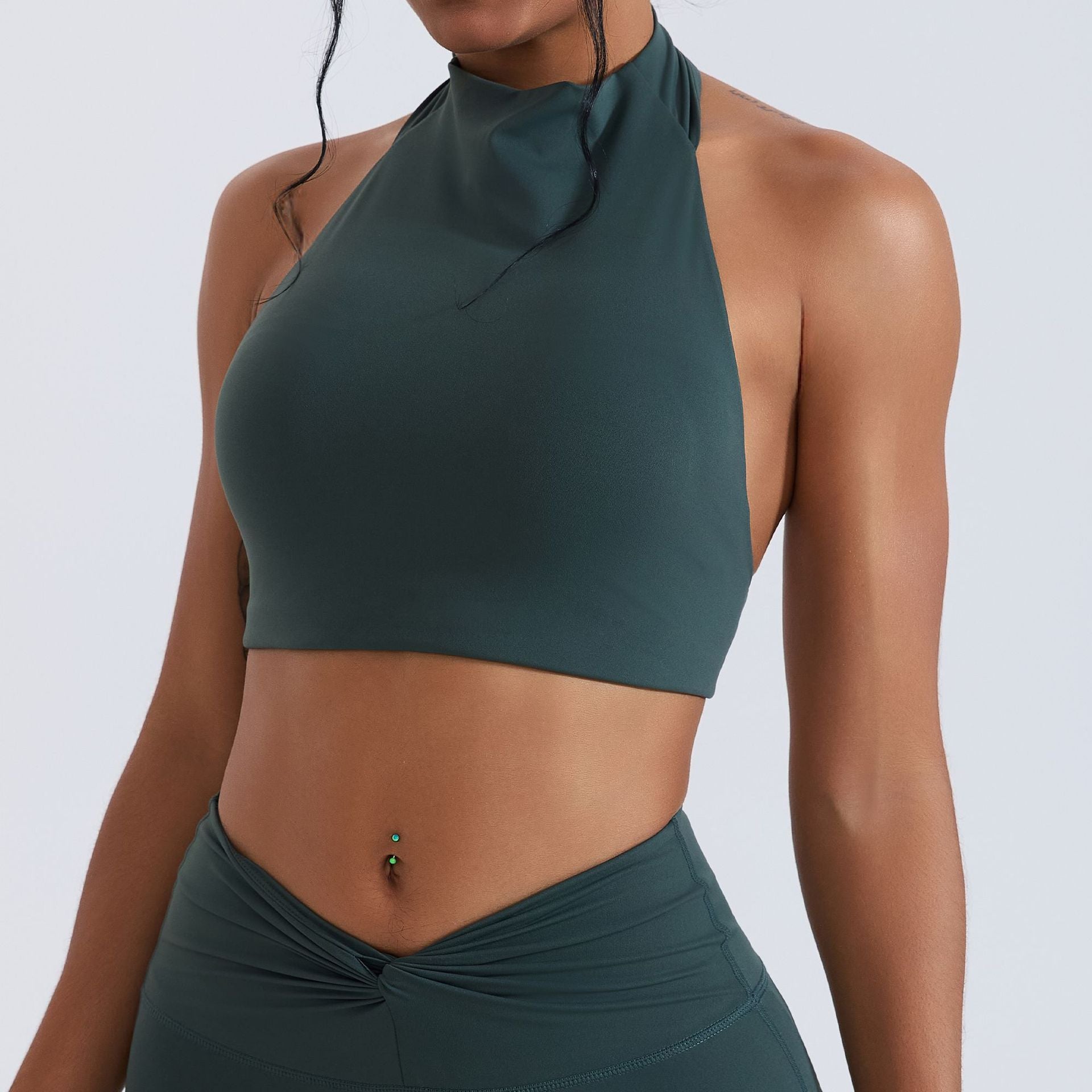 Womens High Waist Yoga Set with Open Back